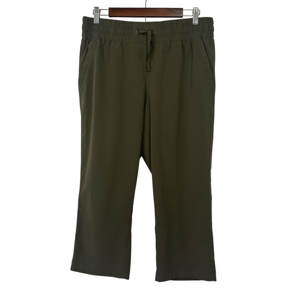Champion C9 Cropped Drawstring Pants Womens Large Olive Green Athletic Workout - Picture 1 of 5
